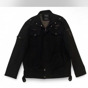 Men’s Black Military Style Denim Jacket